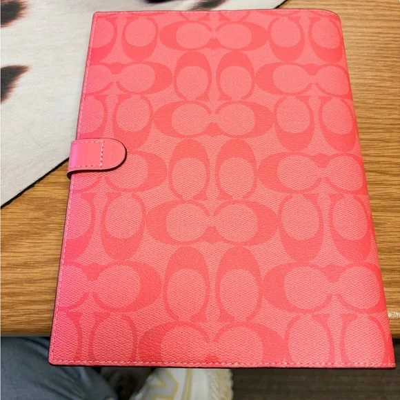 Coach Coral Pink Signature Tab Snap Notebook Cover - Picture 2 of 4